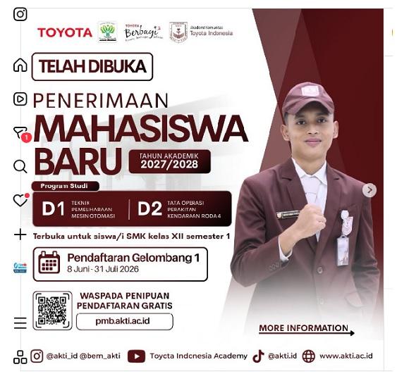 Akademi Komunitas Toyota Indonesia Tawarkan Beasiswa Full untuk Siswa SMK